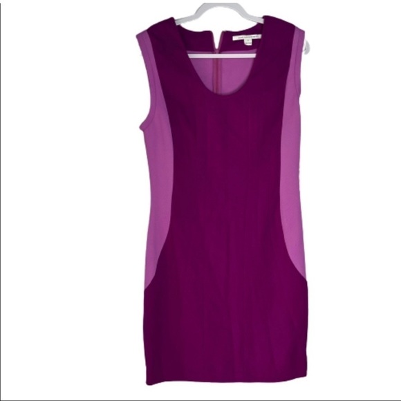Diane Von Furstenberg CARMELLE KNIT SUITING Purple SHIFT DRESS sz 12. - Picture 2 of 9